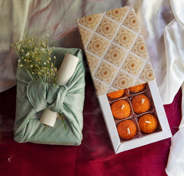 Buy Motichoor Laddoo Candles | 2 boxes | Each box contains 6 candles | Shop Verified Sustainable Products on Brown Living