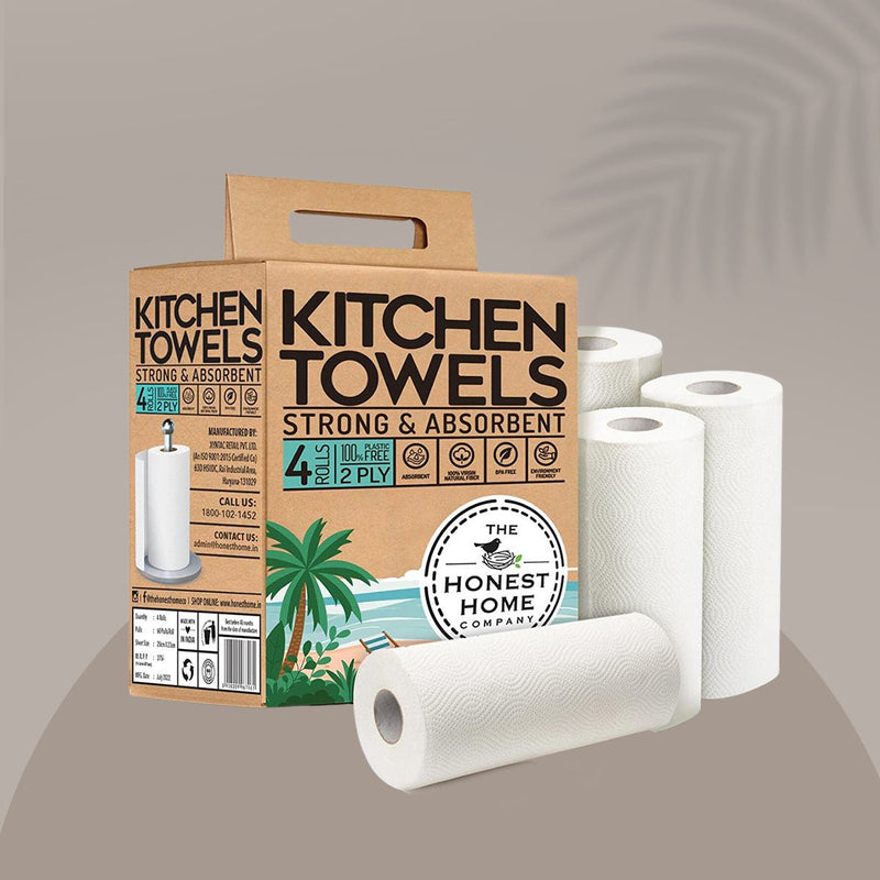 Multi-purpose 2 Ply Kitchen Tissue Paper Roll- 60 Pulls (Pack Of 4 Rolls) | Verified Sustainable Kitchen Linens on Brown Living™