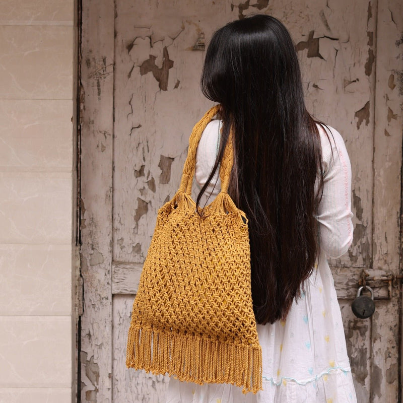 Musturd Yellow Hobo Handmade Bag | Verified Sustainable Bags on Brown Living™