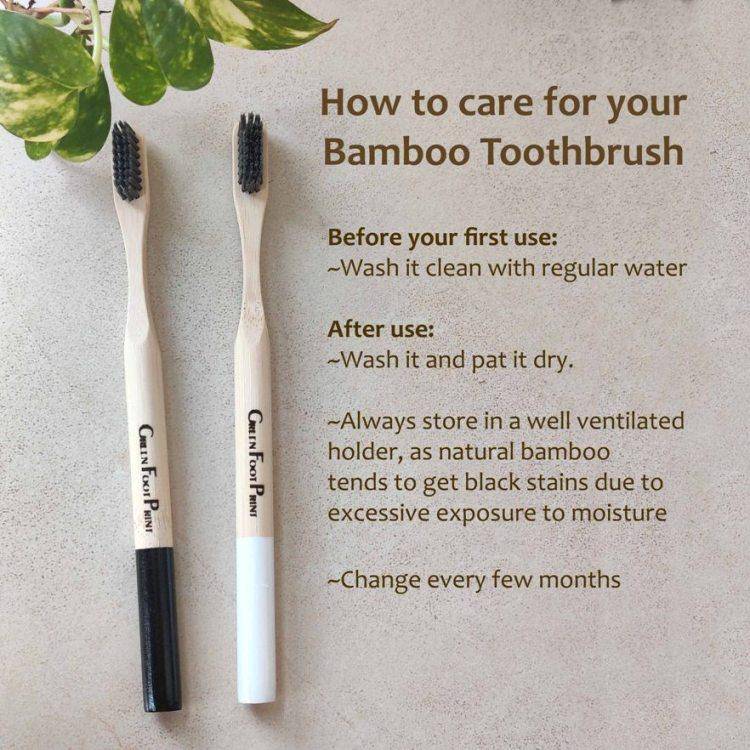 Buy Natural Bamboo Toothbrush with round handle - Pack of 2 | Shop Verified Sustainable Tooth Brush on Brown Living™