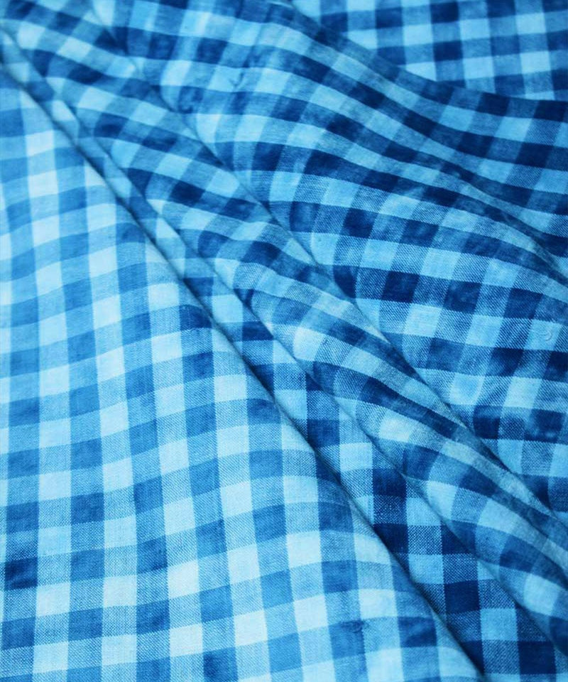 Buy Natural Dyed Handloom Indigo Big Checks Washed | Shop Verified Sustainable Textiles on Brown Living™