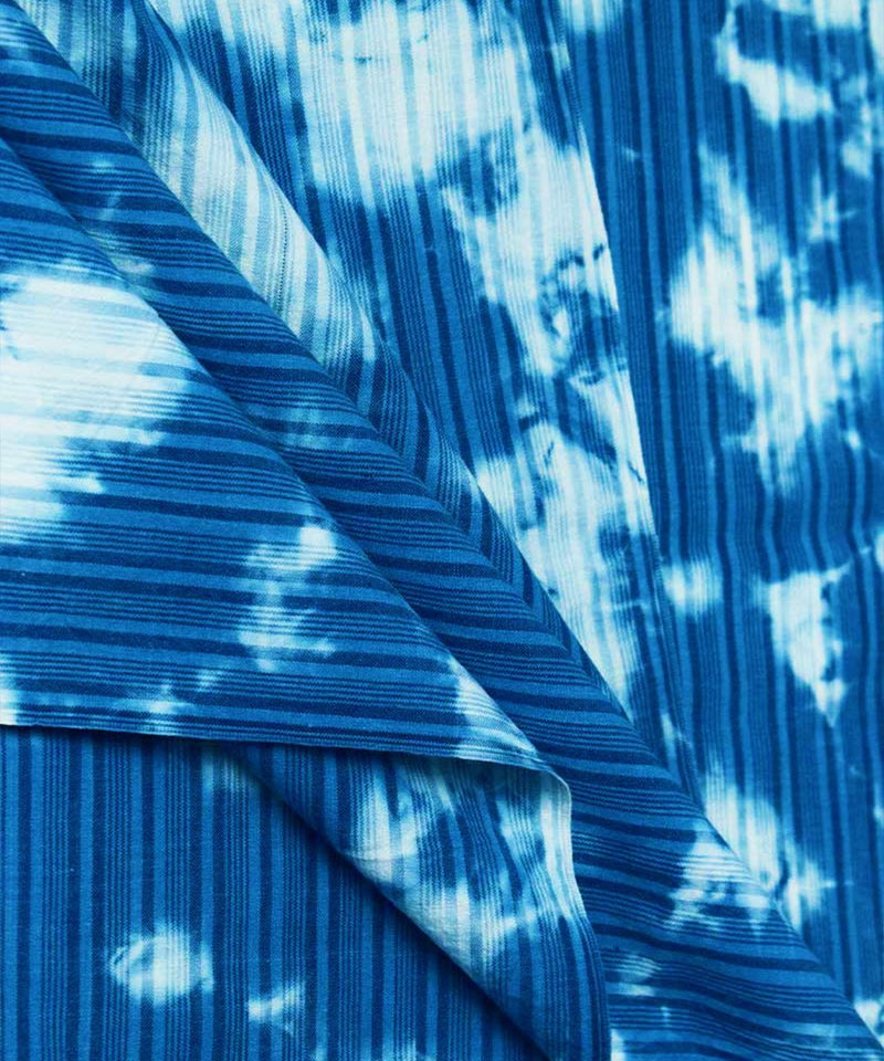 Buy Natural Dyed Handloom Indigo Stripes Spot Washed | Shop Verified Sustainable Textiles on Brown Living™