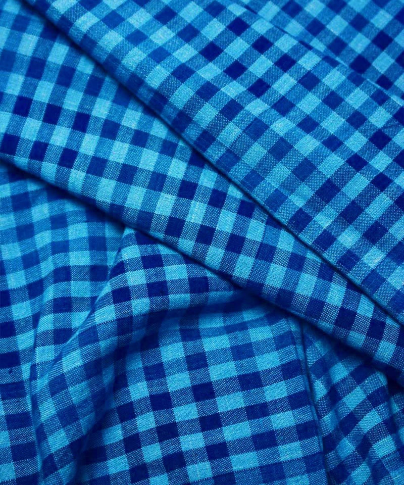 Buy Natural Dyed Indigo Handloom Small Checks | Shop Verified Sustainable Textiles on Brown Living™