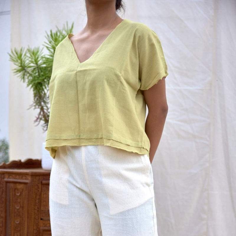 Buy Natural Lime |Take-It-Easy Top | Shop Verified Sustainable Womens top on Brown Living™