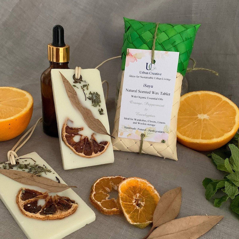 Buy Natural Scented Wax Tablet-Orange, Peppermint & Eucalyptus Organic Essential Oils Infused in Beeswax | Shop Verified Sustainable Candles & Fragrances on Brown Living™