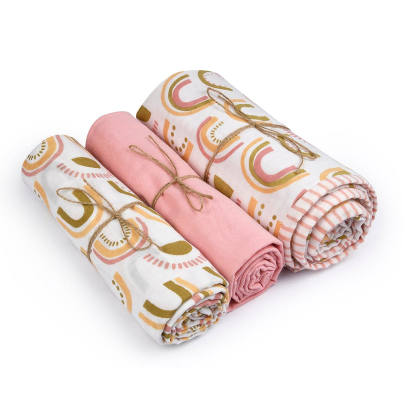 Buy Naturally Dyed Organic Muslin Blanket & Swaddles (Set of 3)- I'm Peachy | Shop Verified Sustainable Products on Brown Living