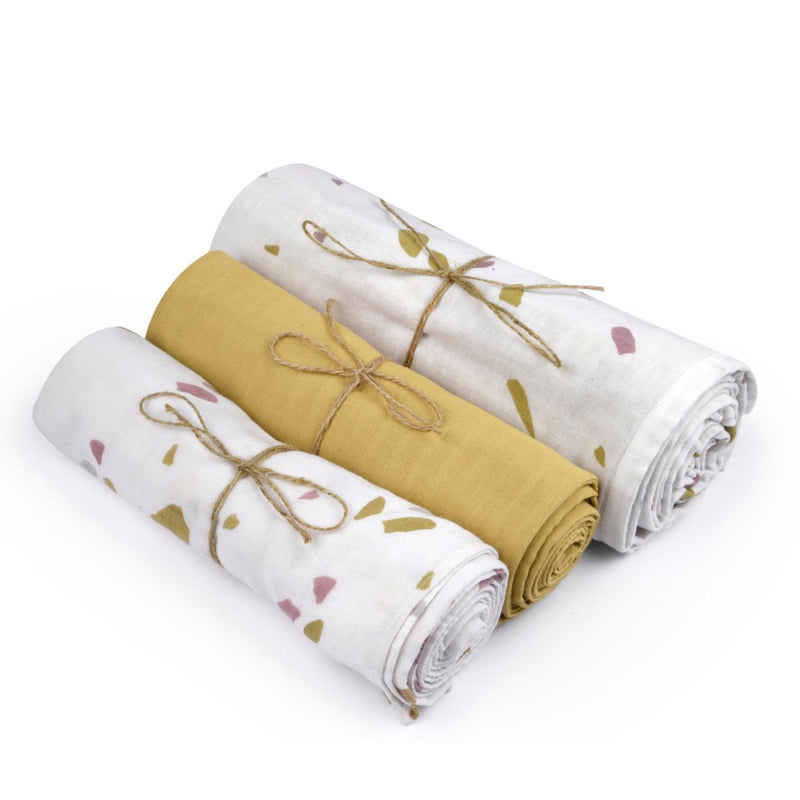 Buy Naturally Dyed Organic Muslin Blanket & Swaddles (Set of 3)- Rocks & Pebbles | Shop Verified Sustainable Products on Brown Living