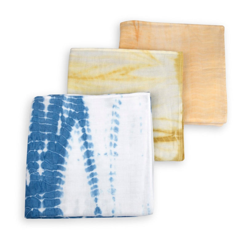 Buy Naturally Dyed Organic Muslin Swaddles (Set of 3)- Ripples | Shop Verified Sustainable Products on Brown Living