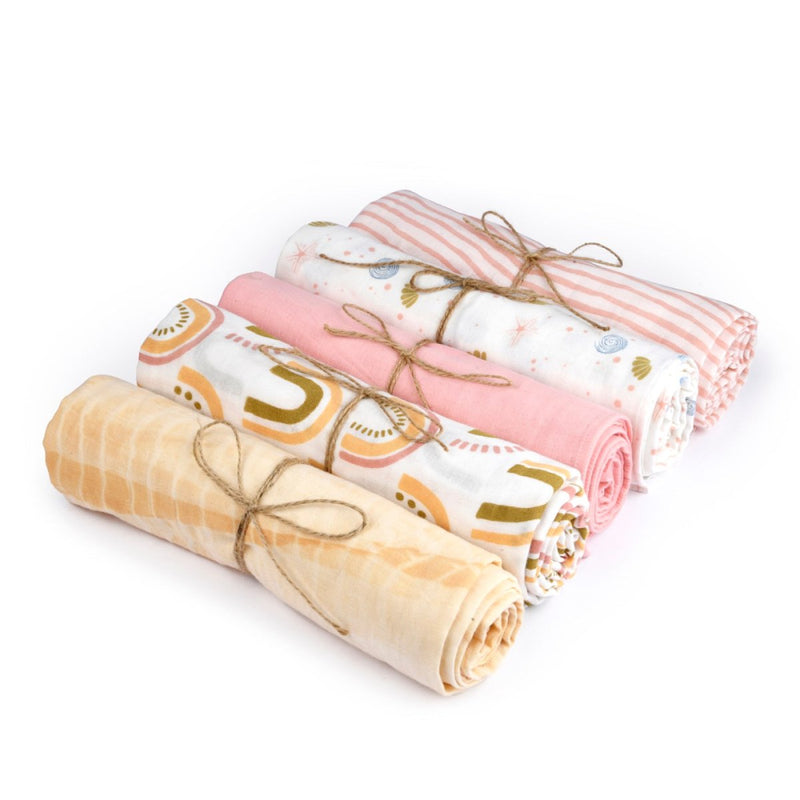 Buy Naturally Dyed Organic Muslin Swaddles (Set of 5)- It’s a Girl | Shop Verified Sustainable Products on Brown Living