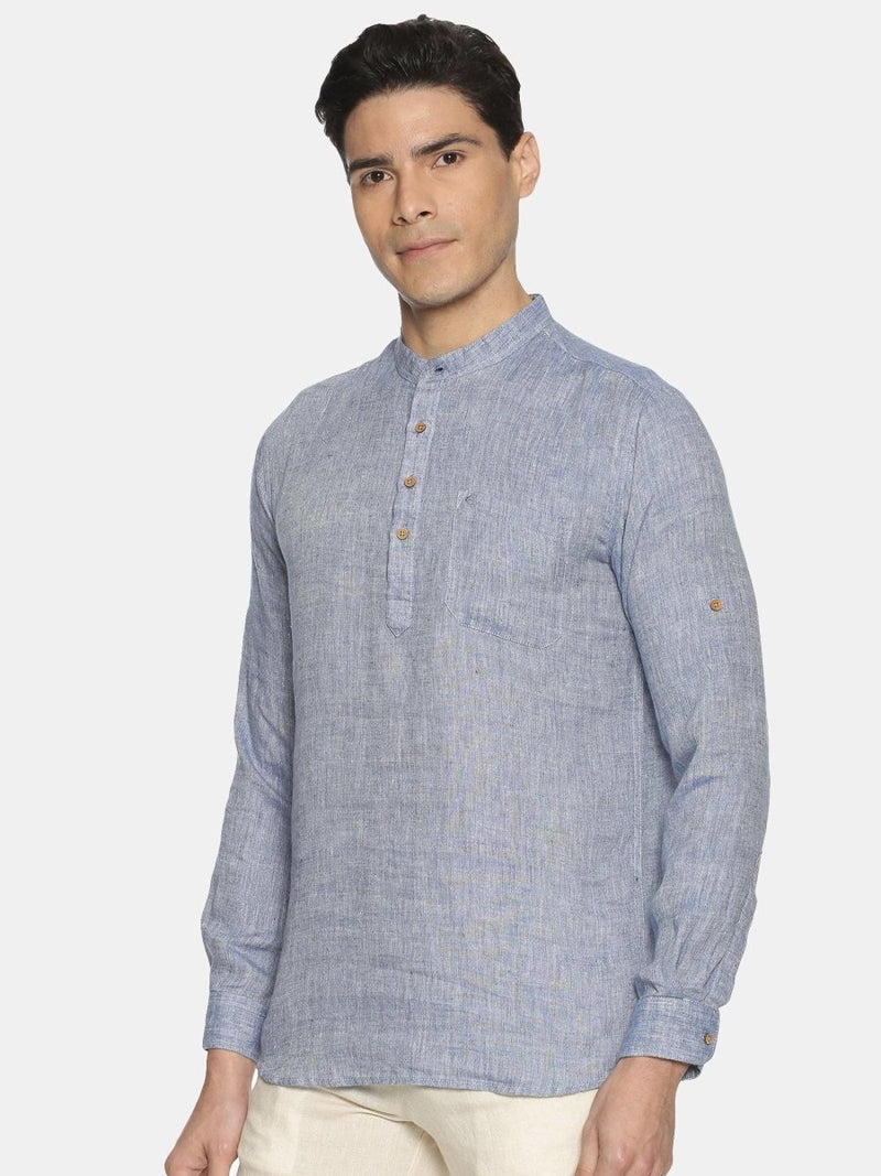 Buy Navy Blue Colour Hemp Short Kurta | Shop Verified Sustainable Mens Kurta on Brown Living™