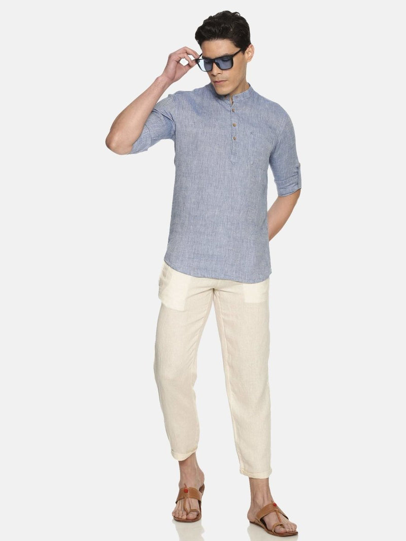 Buy Navy Blue Colour Hemp Short Kurta | Shop Verified Sustainable Mens Kurta on Brown Living™