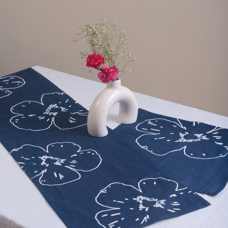 Buy Navy Blue Hemp Table Runner | 100% Toxic Free Dyes | Shop Verified Sustainable Table Linens on Brown Living™