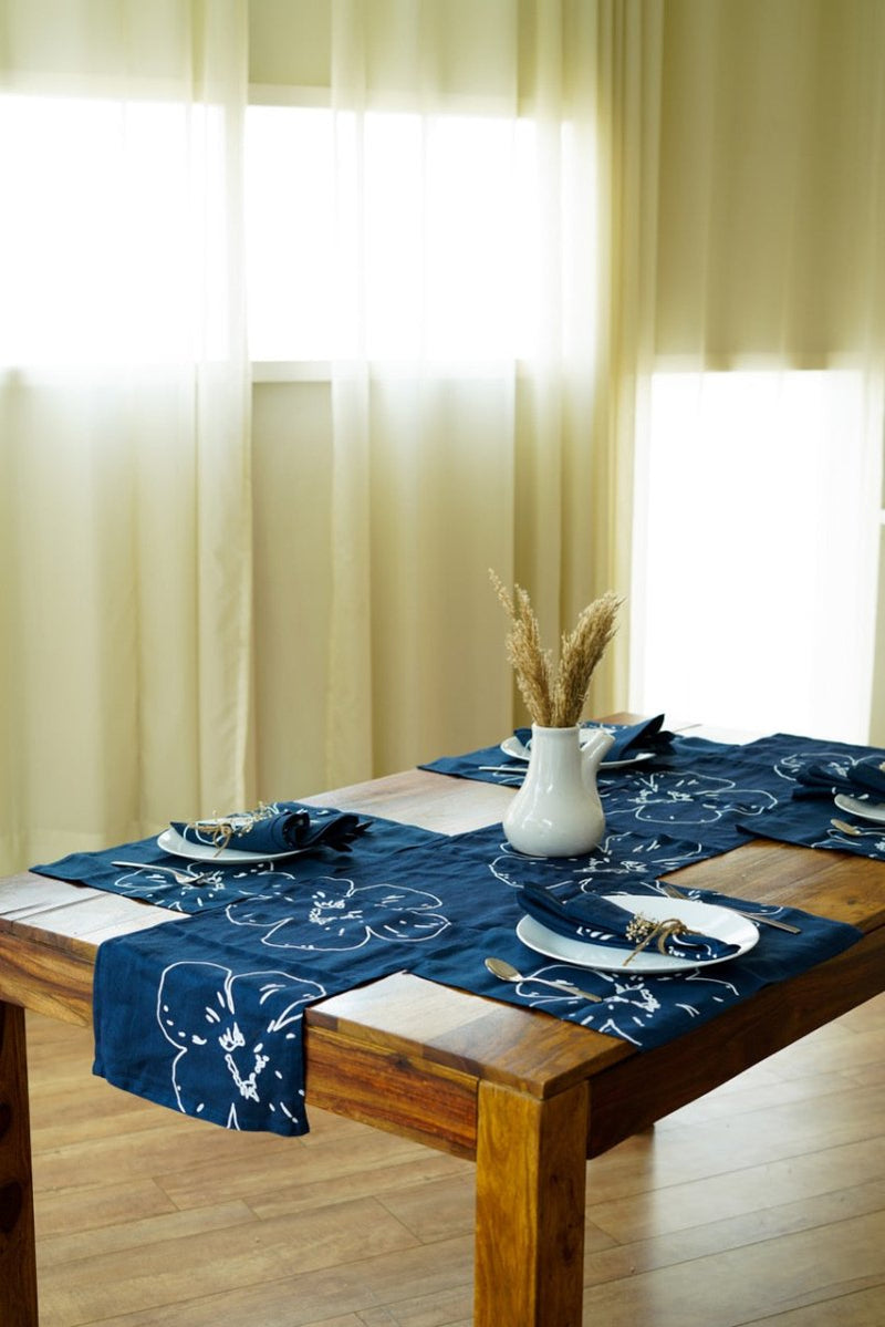 Buy Navy Blue Hemp Table Runner | 100% Toxic Free Dyes | Shop Verified Sustainable Table Linens on Brown Living™