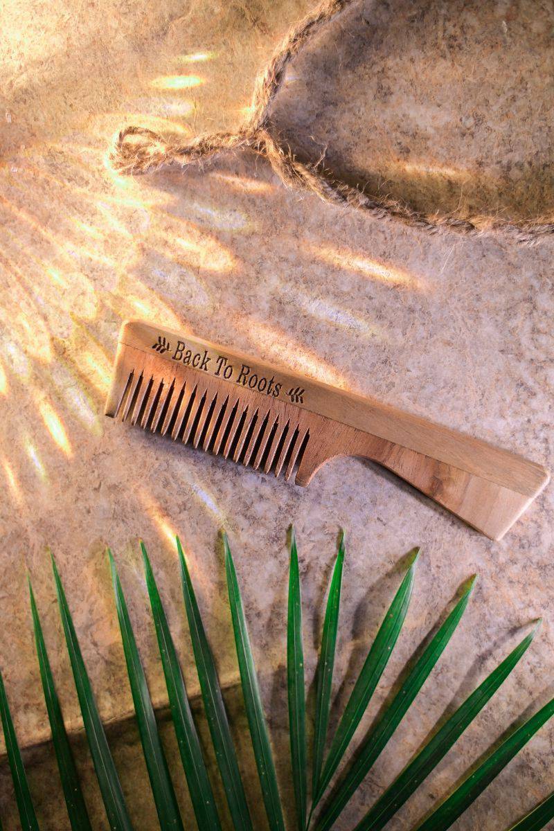 Buy Neem Comb | Comb with Handle and Normal Toothed Comb | Full Size | Shop Verified Sustainable Hair Comb on Brown Living™