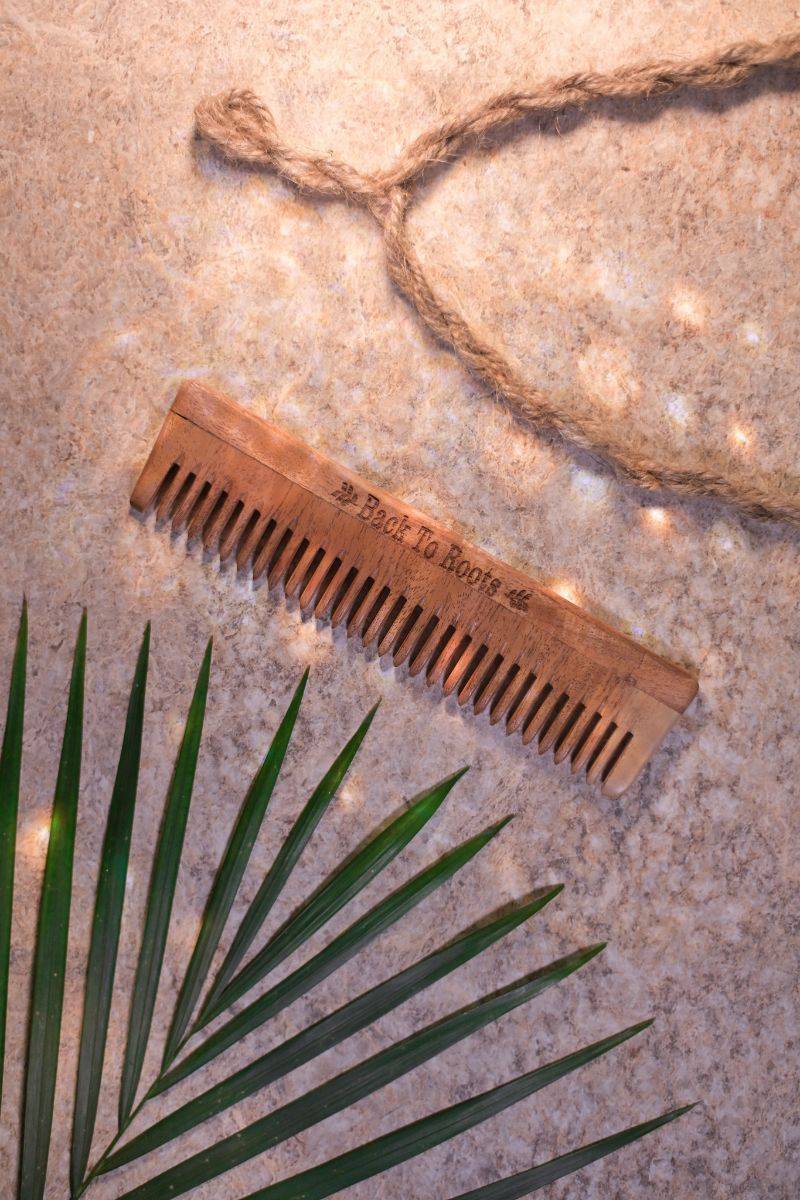 Buy Neem Comb | Comb with Handle and Normal Toothed Comb | Full Size | Shop Verified Sustainable Hair Comb on Brown Living™