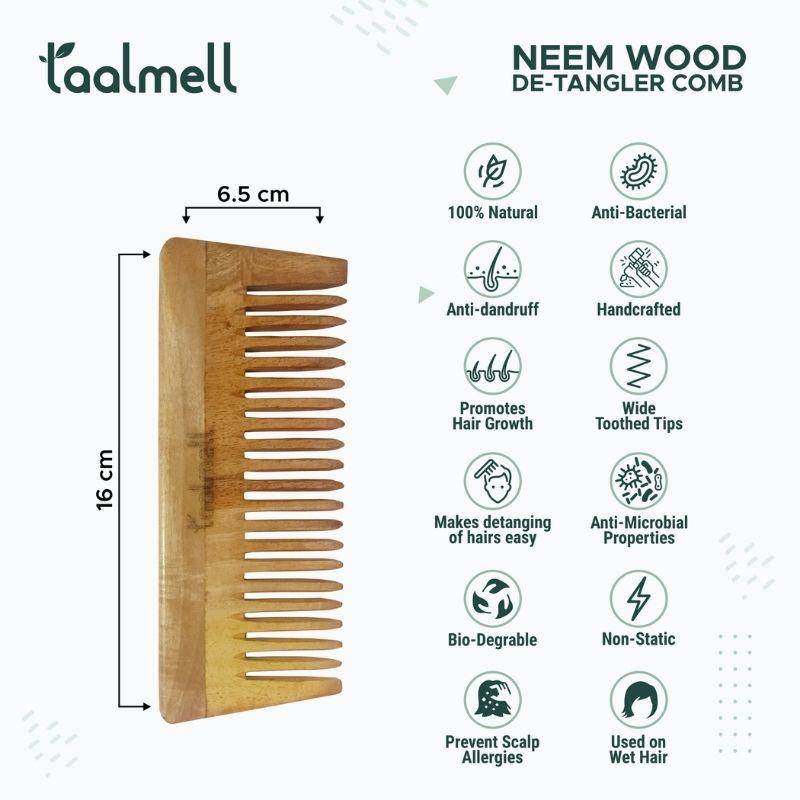 Buy Neem Detangle Comb | Pack of 3 | Wide-toothed Tip | Makes Detangling of Hair Easy | Use on wet hairs | Shop Verified Sustainable Hair Comb on Brown Living™