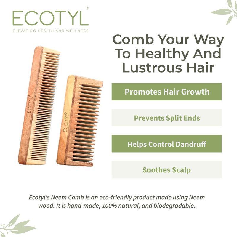 Buy Neem Wood Comb Combo- Detangling & Shampoo Comb | Set of 2 | Shop Verified Sustainable Hair Comb on Brown Living™