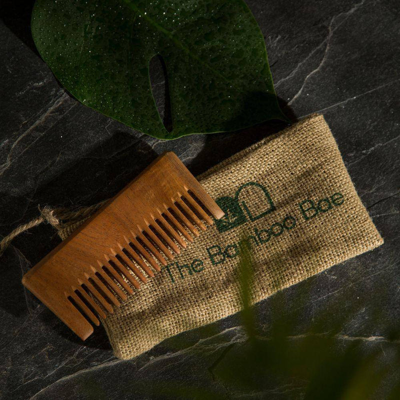 Buy Neem Wood Comb | Detangling & Shampoo Comb | With Reusable Jute Pouch | Shop Verified Sustainable Hair Comb on Brown Living™