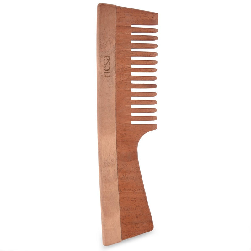 Buy Neem Wood Comb | Wide tooth with handle | Controls hair fall, dandruff | For healthy & beautiful hair | Shop Verified Sustainable Hair Comb on Brown Living™