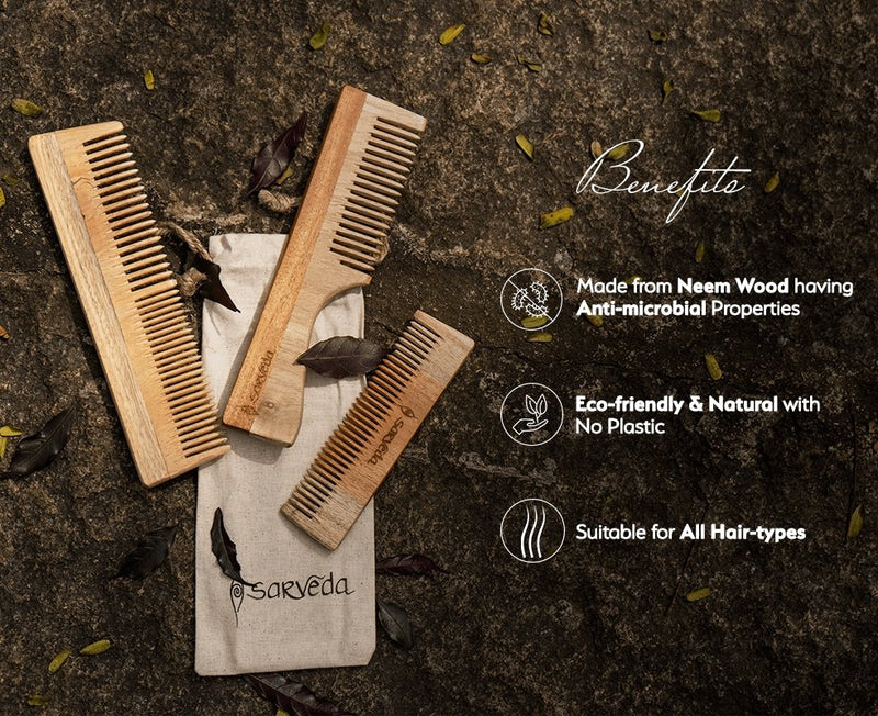 Buy Neem Wood Comb with Anti-fungal & Anti-bacterial Properties for Healthy Hair and Scalp | Shop Verified Sustainable Hair Comb on Brown Living™