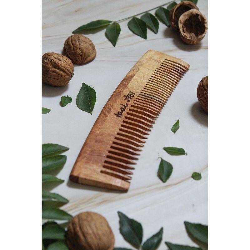 Buy Neem Wood Dual Tooth Comb - Pack of 2 | Narrow & wide toothed tips | Anti-Bacterial Comb | Shop Verified Sustainable Hair Comb on Brown Living™