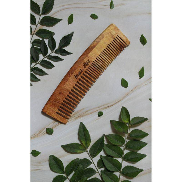 Buy Neem Wood Dual Tooth Comb - Pack of 2 | Narrow & wide toothed tips | Anti-Bacterial Comb | Shop Verified Sustainable Hair Comb on Brown Living™