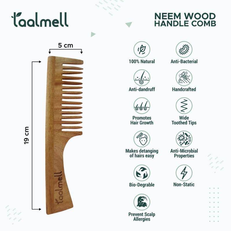 Buy Neem wood Handle Comb | Wide Toothed Tips | Pack of 1 | | Shop Verified Sustainable Hair Comb on Brown Living™