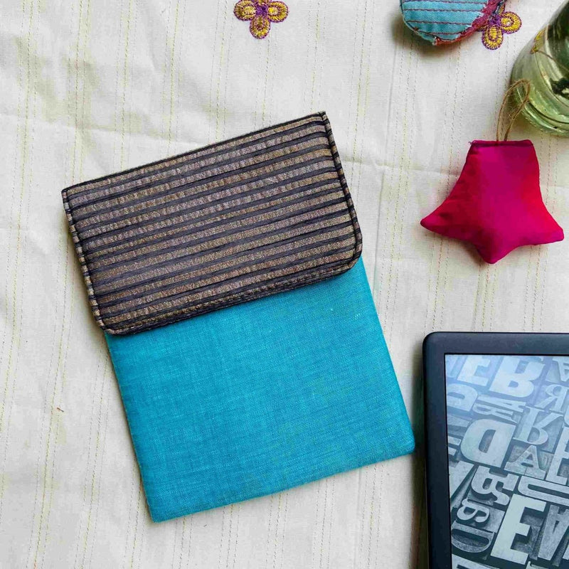 Buy New Year Special Kindle Sleeve - Solid Blue with Silvery stripes | Shop Verified Sustainable Tech Accessories on Brown Living™