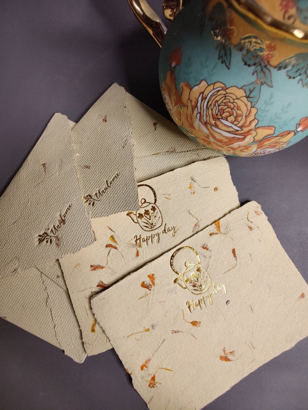 Buy Note Cards in Marigold Petal Paper- Happy Days | Shop Verified Sustainable Products on Brown Living