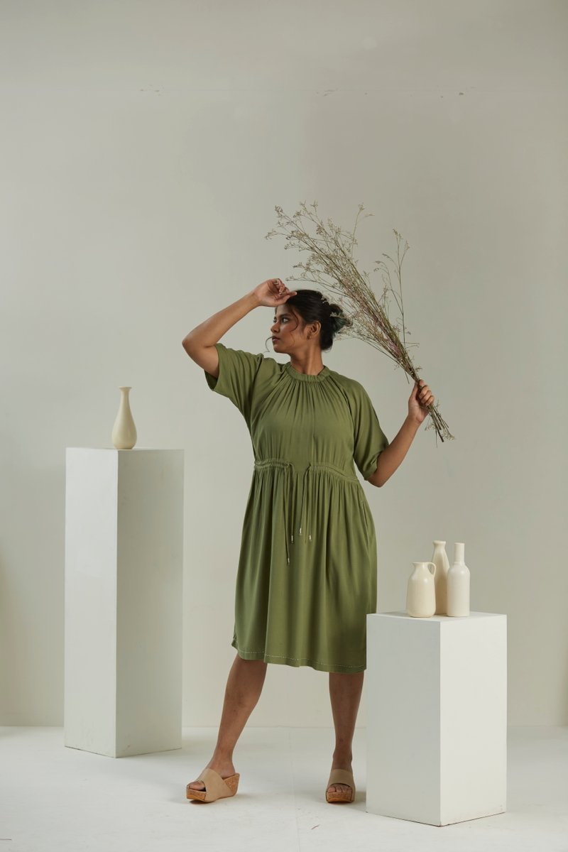 Buy Olive Green Dress | Womens Dress | Shop Verified Sustainable Womens Dress on Brown Living™