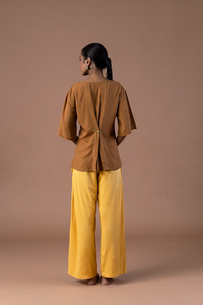 Buy Onir Viscose Fabric Pleated Pants | Shop Verified Sustainable Womens Trouser on Brown Living™