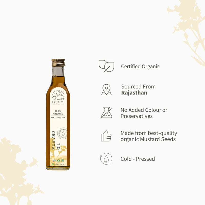 Buy Organic Cold-Pressed Mustard Oil- 500 ml | Shop Verified Sustainable Cooking Oils on Brown Living™