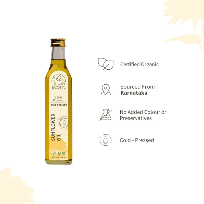 Buy Organic Cold-Pressed Sunflower Oil - 500ml | Shop Verified Sustainable Cooking Oils on Brown Living™