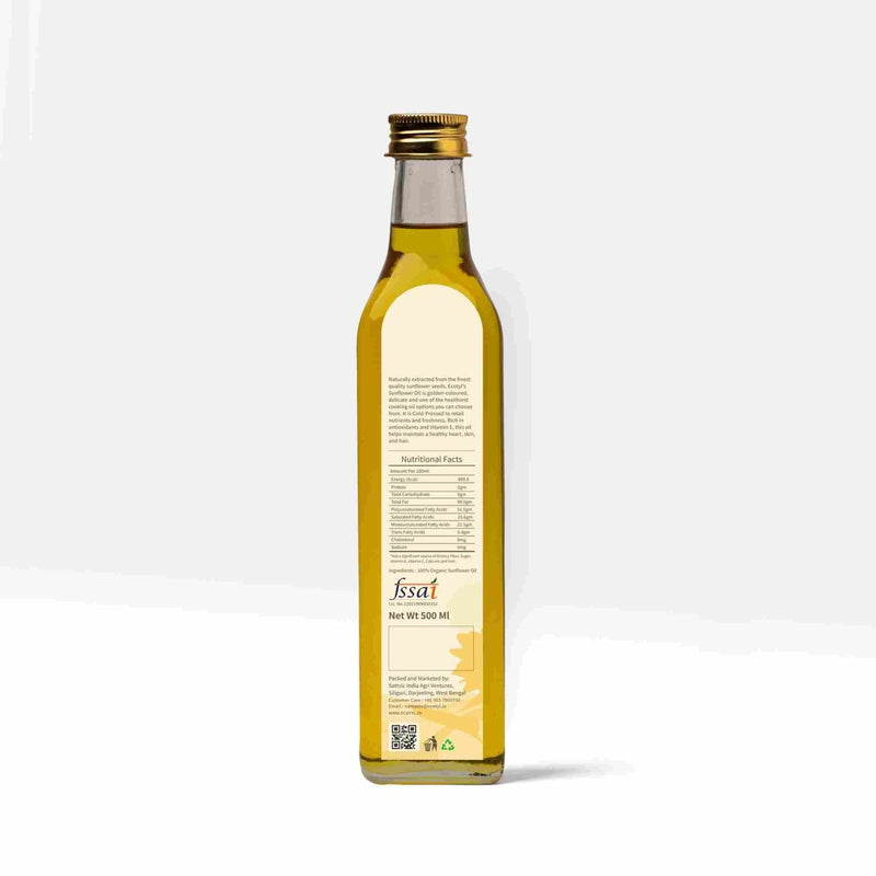 Buy Organic Cold-Pressed Sunflower Oil - 500ml | Shop Verified Sustainable Cooking Oils on Brown Living™