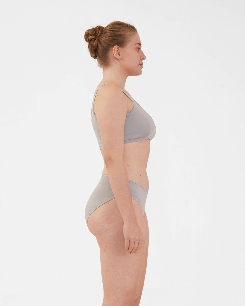 Organic Cotton Bra- Ice Grey | Verified Sustainable Womens Top on Brown Living™