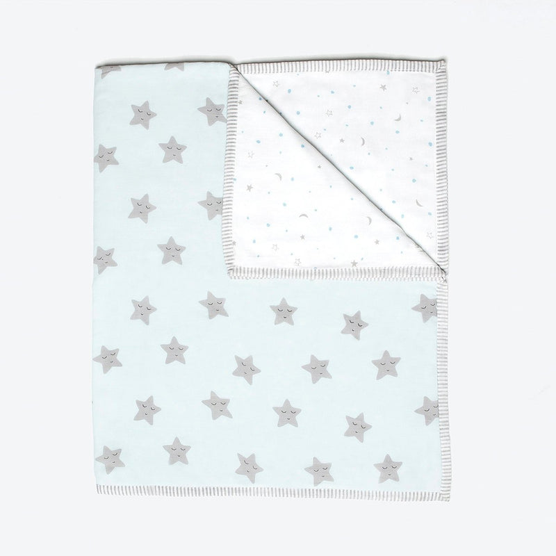 Buy Organic Cotton Dohar - Sleepy Star Blue | Shop Verified Sustainable Baby Bed Protectors on Brown Living™