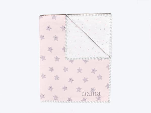 Buy Organic Cotton Dohar - Sleepy Star Pink | Shop Verified Sustainable Baby Bed Protectors on Brown Living™