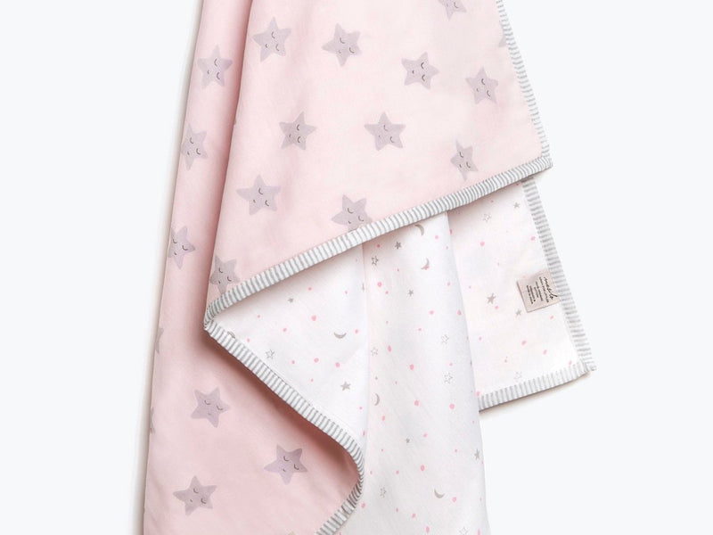 Buy Organic Cotton Dohar - Sleepy Star Pink | Shop Verified Sustainable Baby Bed Protectors on Brown Living™