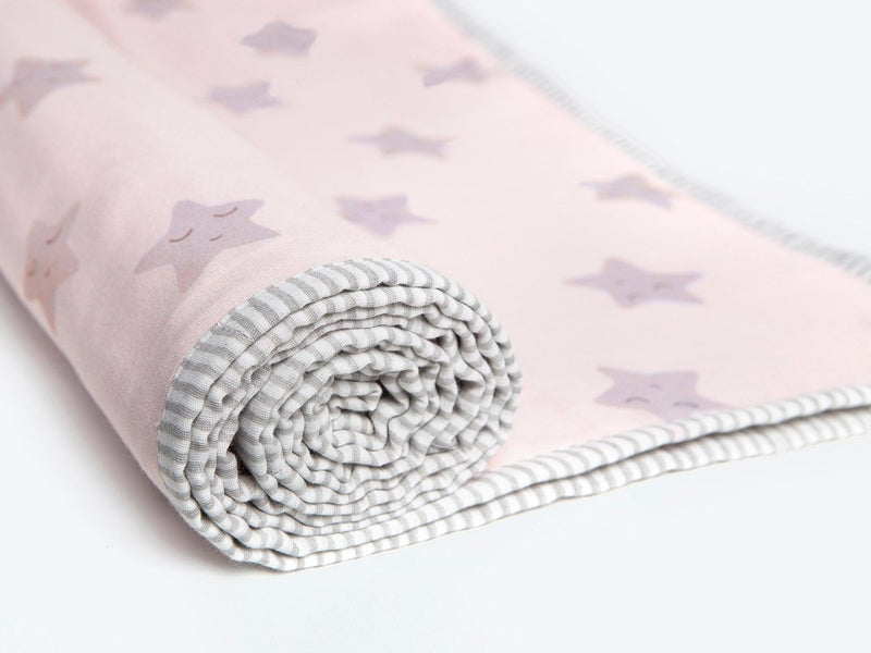 Buy Organic Cotton Dohar - Sleepy Star Pink | Shop Verified Sustainable Baby Bed Protectors on Brown Living™