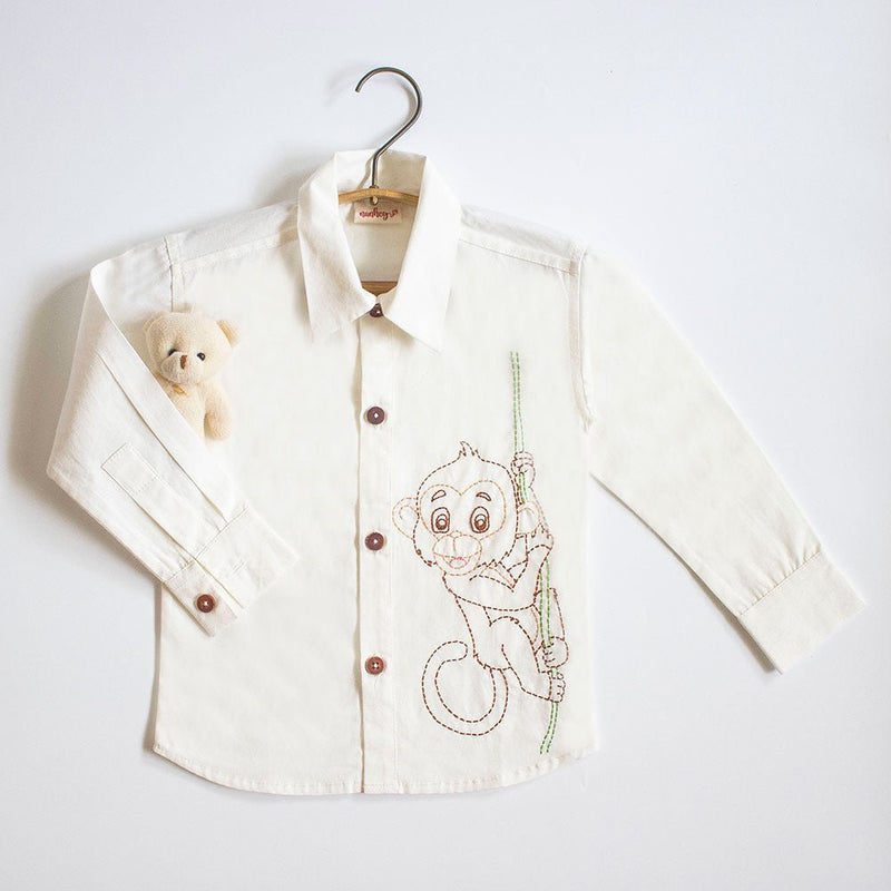 Buy Organic Cotton Embroidered Formal Shirt | Frosty Monkey | Shop Verified Sustainable Kids Shirts on Brown Living™