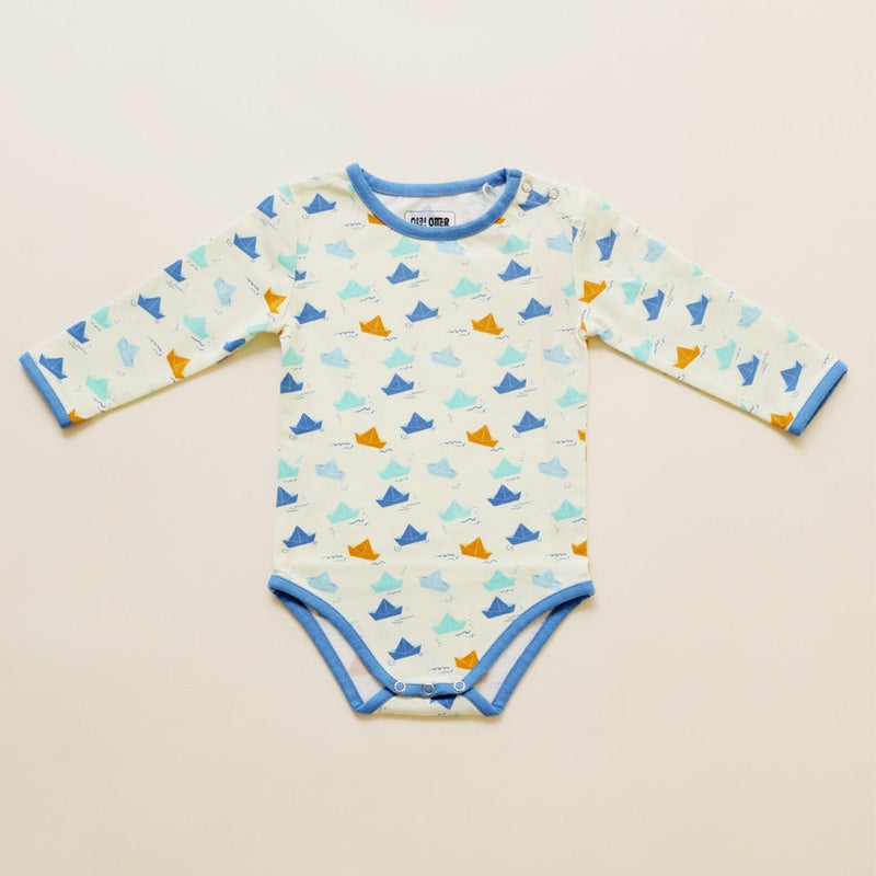 Buy Organic Cotton Full Sleeve Bodysuit- Paper Boat | Shop Verified Sustainable Kids Onesies on Brown Living™