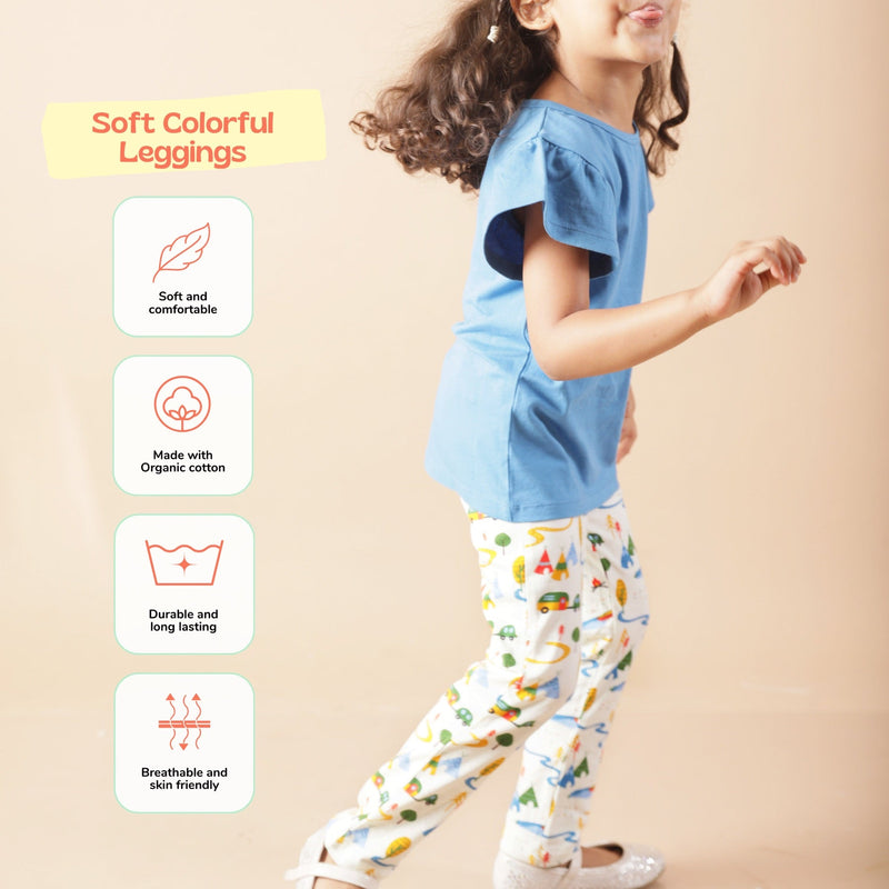 Organic Cotton Leggings- Happy Camping | Verified Sustainable Girls Leggings on Brown Living™