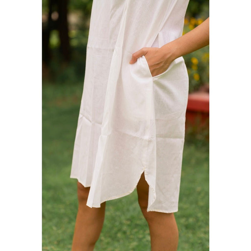 Buy Organic Cotton Linen White Dress | Shop Verified Sustainable Womens Dress on Brown Living™