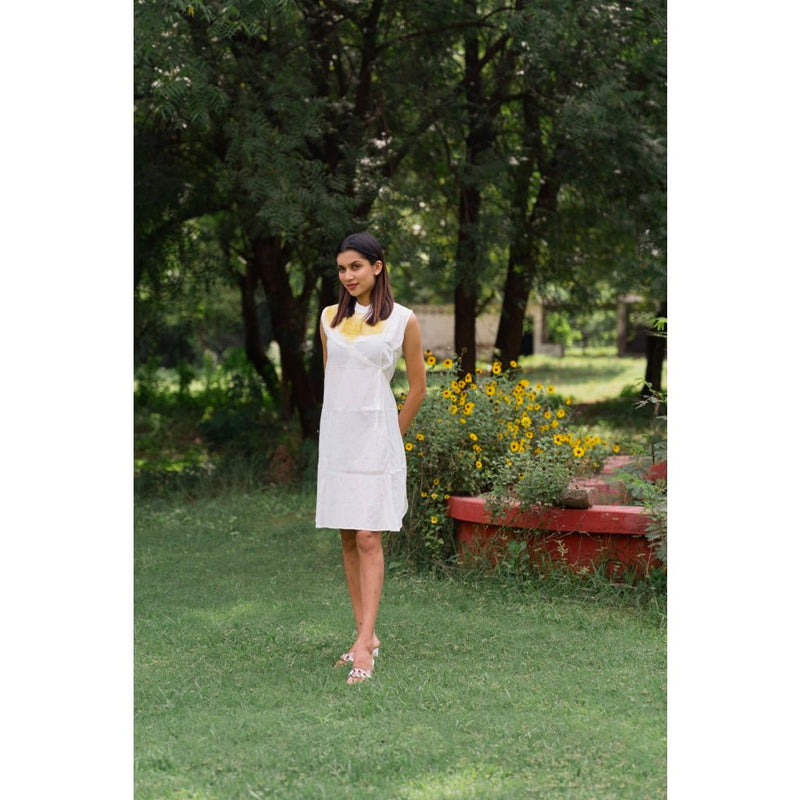 Buy Organic Cotton Linen White Dress | Shop Verified Sustainable Womens Dress on Brown Living™