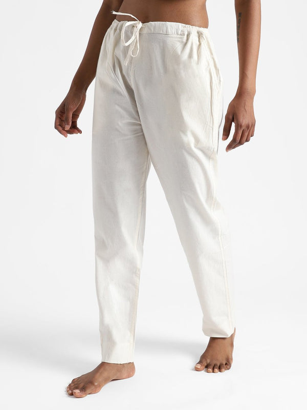 Buy Organic Cotton & Natural Dyed Womens Raw White Color Slim Fit Pants | Shop Verified Sustainable Womens Pants on Brown Living™