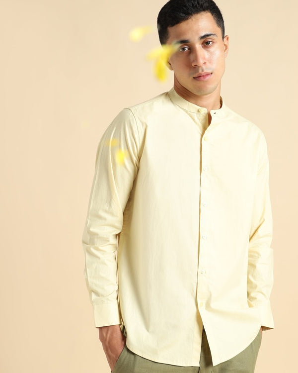 Buy Organic Cotton & Naturally Dyed Mens Round Neck Lemon Yellow Shirt | Shop Verified Sustainable Mens Shirt on Brown Living™