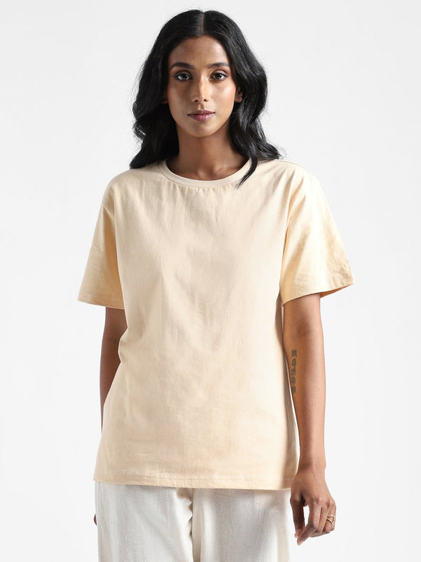 Buy Organic Cotton & Naturally Dyed Rust Cream Women's T-shirt | Shop Verified Sustainable Womens T-Shirt on Brown Living™