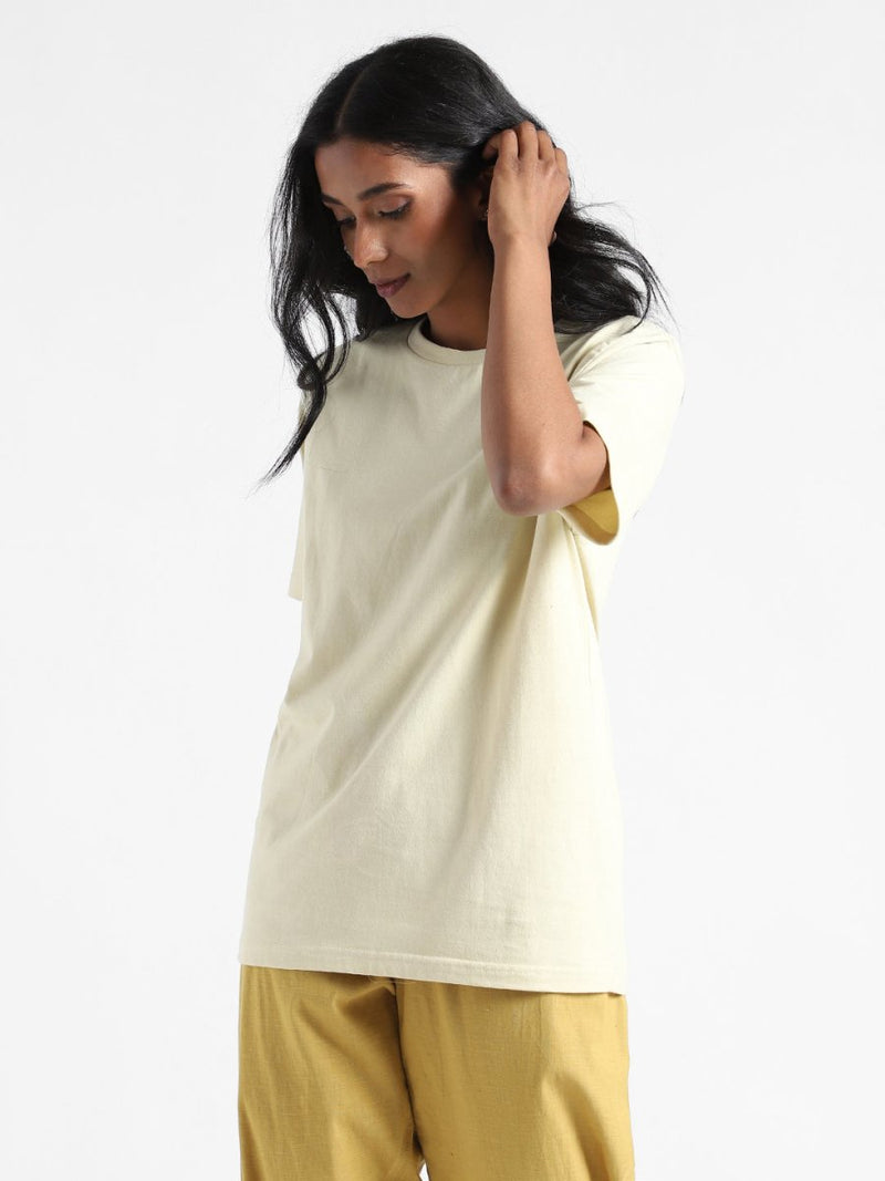 Buy Organic Cotton & Naturally Dyed Turmeric Yellow Women's T-shirt | Shop Verified Sustainable Womens T-Shirt on Brown Living™