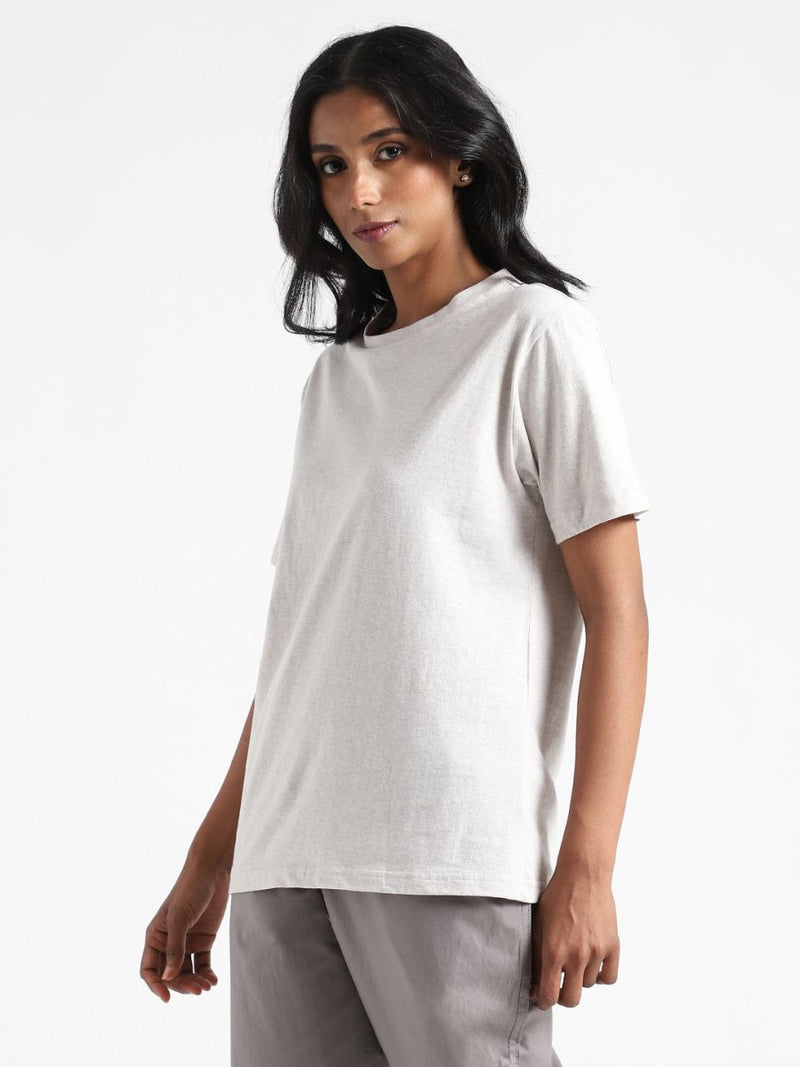 Buy Organic Cotton & Naturally Fiber Dyed Grey Melange Women's T-shirt | Shop Verified Sustainable Womens T-Shirt on Brown Living™