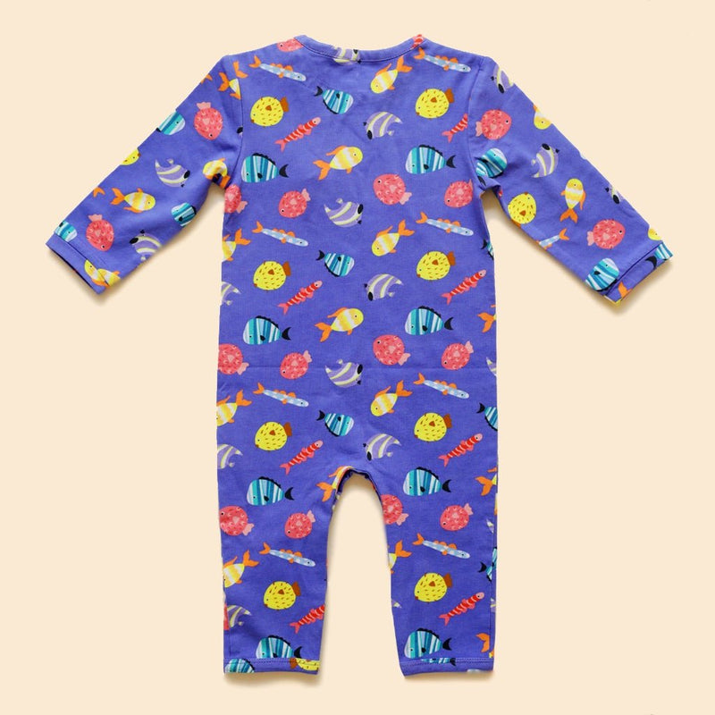 Buy Organic Cotton Sleepsuit- Fuzzy Fishes | Shop Verified Sustainable Kids Sleepsuits on Brown Living™